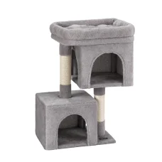 i.Pet 67cm Light Grey Cat Tree Tower with Scratching Post, Plush Velvet Cover & Natural Sisal for Ultimate Feline Fun