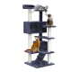 i.Pet 134cm Cat Tree Tower – Grey/Natural, Plush Velvet & Sisal, Multi-Level Condo with Bed, Scratching Post & Ladder