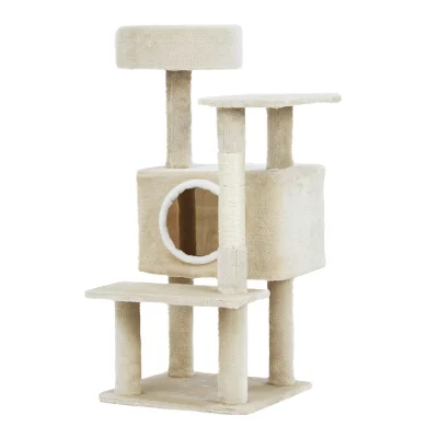 i.Pet Hickory 90cm Cat Tree - Plush Velvet Condo with Sisal Scratching Posts, Multi-Level Play & Napping Spots