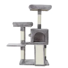 i.Pet Cassey Cat Tree 103cm - Grey Velvet Condo with Sisal Scratching Posts, Activity Ball, Ladder & Multi-Level Fun