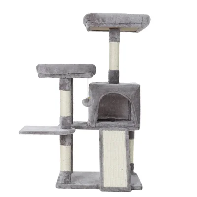 i.Pet Cassey Cat Tree 103cm - Grey Velvet Condo with Sisal Scratching Posts, Activity Ball, Ladder & Multi-Level Fun