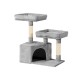 i.Pet Ivy Cat Tree 69cm - Small Tower with Sisal Posts, Plush Velvet, Sturdy Wood Frame, Light Grey - Entertain & Relax