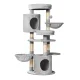 i.Pet Cara 123cm Cat Tree Tower - Plush Velvet, Sisal Posts, Wood Condo, Hammocks, Stable Base, Light Grey