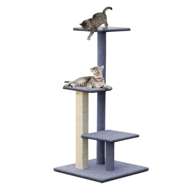 i.Pet Cat Tree 124cm - Multi-Level Scratching Post Tower with Natural Sisal, Plush Velvet, and Wooden Stability