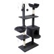 i.Pet 140cm Multi-Level Cat Tree with Sisal Poles, Plush Velvet Cover, Hammock, Bed Cube & Toys in Dark Grey