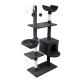 i.Pet 140cm Multi-Level Cat Tree with Sisal Poles, Plush Velvet Cover, Hammock, Bed Cube & Toys in Dark Grey