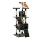 i.Pet 180cm Cat Tree Tower - Plush Velvet Condo, Natural Sisal Scratcher Poles, Multi-Level Playhouse, Grey
