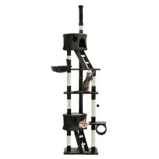 i.Pet 260cm Cat Tree Tower: Grey Condo Scratcher with Sisal Posts, Plush Velvet, Multi-Level Play Areas for Cats