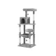 i.Pet 143cm Cat Tree Tower in Grey with Sisal Posts, Plush Velvet Cover, Multi-Level Design, and Stable Base