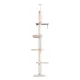 i.Pet Floor-to-Ceiling Cat Tree 290cm - Sturdy Wooden Tower with Sisal Posts, 5 Platforms, Plush Cover, and Hanging Toy