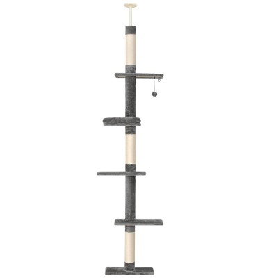 i.Pet Floor-to-Ceiling Cat Tree 290cm - Multi-Level Scratching Post with Sisal, Plush Cover, and Adjustable Height i.Pet Floor-to-Ceiling Cat Tree 290cm - Multi-Level Scratching Post with Sisal, Plush Cover, and Adjustable Height