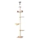 i.Pet 270cm Beige Cat Tree Tower: Floor-to-Ceiling Adjustable Scratching Post with Sisal, Plush Platforms & Stable Base