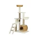 i.Pet 138cm Multi-Level Cat Tree Tower with Rattan, Sisal Posts, Soft Plush, Ladder & Hammock - Beige/Brown