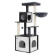 i.Pet 144cm Cat Tree Tower with Sisal Scratching Posts, Plush Beds, Wood Condo House, and Spacious Cabinet