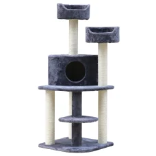 i.Pet 126cm Cat Tree Condo - Plush Velvet, Sisal Posts, Multi-Level Design for Scratching, Climbing, and Resting