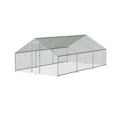i.Pet Walk-in Chicken Coop 3x6x2m - Galvanised Steel, Weather-Resistant, Secure Mesh, Sun Shelter, Easy Assembly