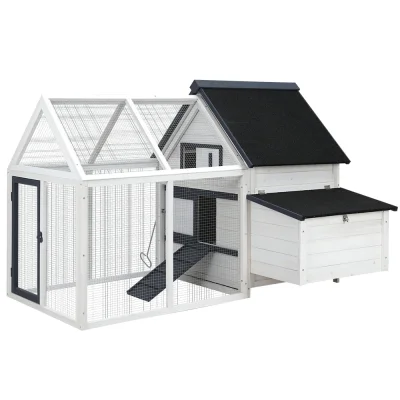 i.Pet Chicken Coop Rabbit Hutch XL - 166x120x112cm, Fir Wood, Galvanised Mesh, Asphalt Roof, Secure Locks, Easy Assembly