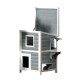 i.Pet Wooden Outdoor Cat House & Rabbit Hutch, 56x52x82cm, Weather-Resistant, Easy-Clean, Multi-Entrance Shelter