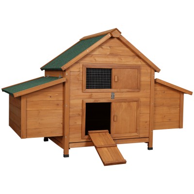 i.Pet Large Wooden Outdoor Pet Hutch 150x68x96cm - Durable Fir Wood, Galvanised Mesh, Weatherproof Asphalt Roof