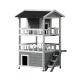 i.Pet Outdoor Cat House 72x72x127cm - Wooden Rabbit Hutch & Small Dog Condo, 3-Tier Shelter with Asphalt Roof