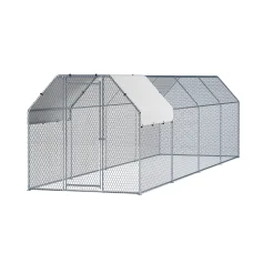 i.Pet Large Walk-In Chicken Coop & Rabbit Hutch - 2x8x2m Galvanised Steel, Weather-Resistant with Lockable System