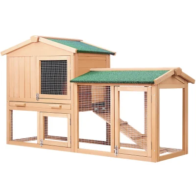 i.Pet Wooden Outdoor Hutch 138x44x85cm - Fir Wood, Waterproof, Anti-Termite, Multi-Level, Easy Access & Eco-Friendly