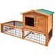 i.Pet Large Wooden Chicken Coop & Rabbit Hutch - 155x49x90cm, Fir Wood, Weatherproof, 2-Level with Secure Locks