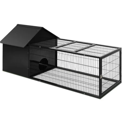 i.Pet Rabbit Cage Hutch 162x60cm - Metal Enclosure with Slide-Out Tray, Weatherproof Design for Small Pets