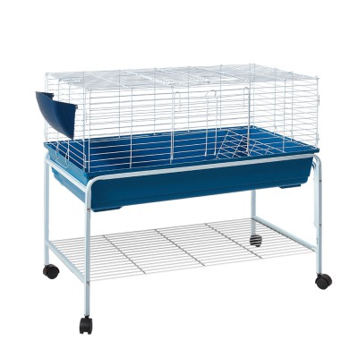 i.Pet Rabbit Cage Hutch 106cm - Indoor Enclosure with Powder Coated Stand, Easy Clean Base & Mobile Wheels