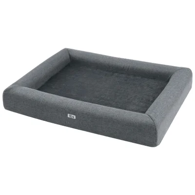i.Pet Large Calming Pet Bed - Grey Egg Crate Foam, Soft Fleece, Non-Slip, Washable 90x70x13cm for Cats & Small Dogs