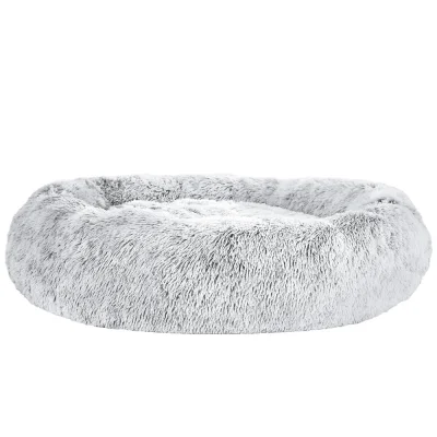i.Pet Extra Large 110cm Calming Pet Bed for Dogs & Cats, Soft Plush Polyester, Non-Slip Base, Light Charcoal