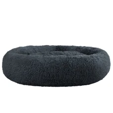 i.Pet Extra Large Calming Pet Bed - 110cm Soft Plush, Dark Grey, Non-Slip, Washable Cover, Flea Resistant, Cat/Dog