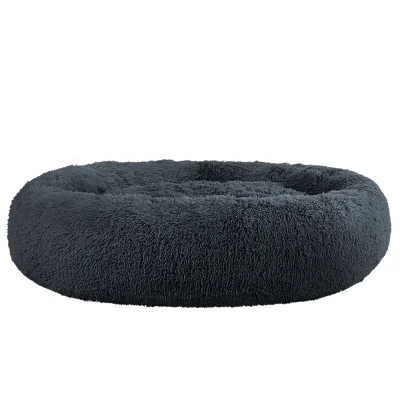 i.Pet Extra Large Calming Pet Bed - 110cm Soft Plush, Dark Grey, Non-Slip, Washable Cover, Flea Resistant, Cat/Dog