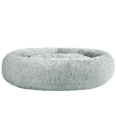 i.Pet Extra Large Calming Pet Bed 110cm - Soft Plush Light Grey, Non-Slip, Washable Cover, Flea & Bacteria Resistant
