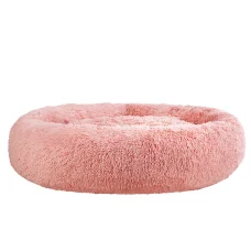 i.Pet Extra Large 110cm Calming Pet Bed in Pink - Soft Plush, Non-Slip, Washable Cover, Flea & Bacteria Resistant