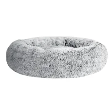 i.Pet Large 90cm Calming Pet Bed - Soft Plush, Non-Slip, Washable Cover, Light Charcoal - Ideal for Pets ≤ 25kg