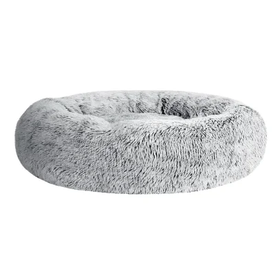 i.Pet Large 90cm Calming Pet Bed - Soft Plush, Non-Slip, Washable Cover, Light Charcoal - Ideal for Pets ≤ 25kg