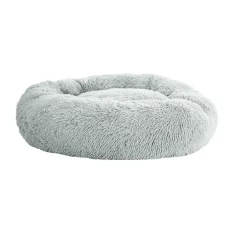 i.Pet 90cm Large Calming Pet Bed for Dogs & Cats, Soft Plush Light Grey, Non-Slip, Washable Cover, Flea Resistant