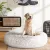 i.Pet 90cm Large Calming Pet Bed – Soft Plush, Non-Slip, Removable Cover, Flea-Resistant, White/Brown