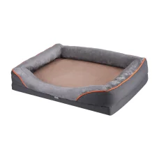 i.Pet Orthopedic Washable Dog Bed - Soft Fleece, 120x90cm, Non-Slip, Water-Resistant, Machine Washable, Grey/Yellow