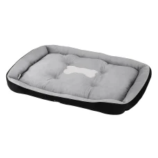 i.Pet Extra Large Pet Bed - Soft PP Cotton, Non-Slip, Washable, 120x80cm, Grey/Black, Ideal for Cats & Small Dogs