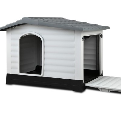 i.Pet Extra Large Outdoor Dog Kennel - Durable Grey Plastic Shelter with Extendable Side, Weatherproof & UV-Resistant i.Pet Extra Large Outdoor Dog Kennel - Durable Grey Plastic Shelter with Extendable Side, Weatherproof & UV-Resistant