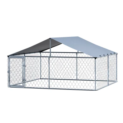 i.Pet XXL Outdoor Dog Kennel with Roof - Spacious 3x3m Galvanised Steel Cage, Weather-Resistant, Easy Install