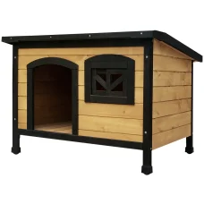i.Pet Extra Large Wooden Dog Kennel - Weatherproof, Fir Wood, UV Resistant, Elevated Floor, Indoor/Outdoor Use