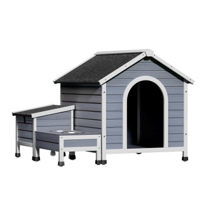 i.Pet Large Wooden Dog Kennel House - Weatherproof Fir Wood, UV Roof, Indoor/Outdoor, with Bowls & Storage, 99x120x92cm i.Pet Large Wooden Dog Kennel House - Weatherproof Fir Wood, UV Roof, Indoor/Outdoor, with Bowls & Storage, 99x120x92cm