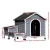 i.Pet Large Wooden Dog Kennel House - Weatherproof Fir Wood, UV Roof, Indoor/Outdoor, with Bowls & Storage, 99x120x92cm