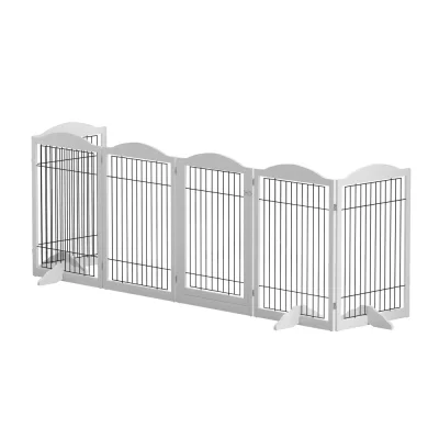 i.Pet 6-Panel Dog Playpen Enclosure - Wooden & Galvanised Wire, Flexible Design, 360cm x 85cm, Indoor/Outdoor Use