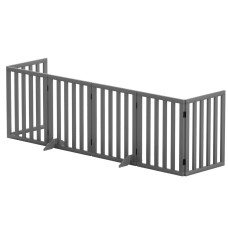 i.Pet 6-Panel Wooden Dog Playpen Enclosure, Grey MDF, 282cm, Foldable, Rubber-Padded Feet, Durable Steel Hinges