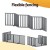 i.Pet 6-Panel Wooden Dog Playpen Enclosure, Grey MDF, 282cm, Foldable, Rubber-Padded Feet, Durable Steel Hinges