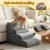 i.Pet 2-in-1 Grey Foam Dog Stairs & Bed: Non-Slip Suede, Washable, 40x71x50cm - Safe, Supportive